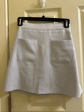 Women's Baby Blue Mini Skirt with Front Patch Pockets